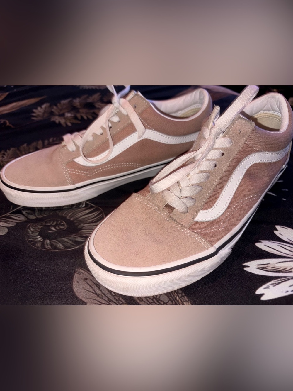 Vans Old Skool Pink Tan Suede & Canvas Sneakers
